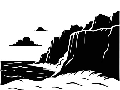 Seaside Bluffs Rocky Cliffs Silhouette Vector Art At Vecteezy