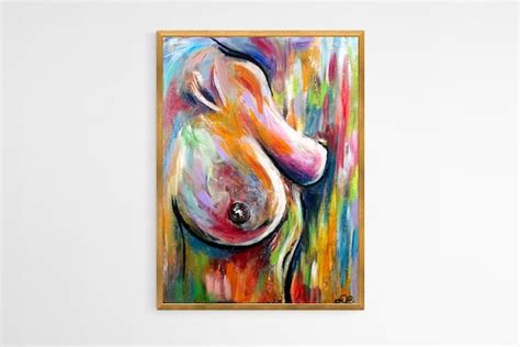 Woman Nude Torso Portrait Naked Original Abstract Painting Acrylic