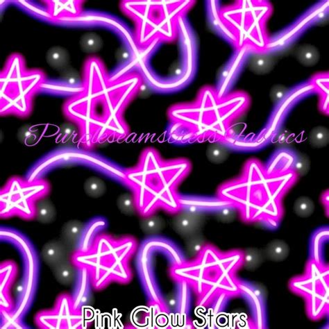 Pink Glow Stars Cotton Lycra Purpleseamstress Fabric