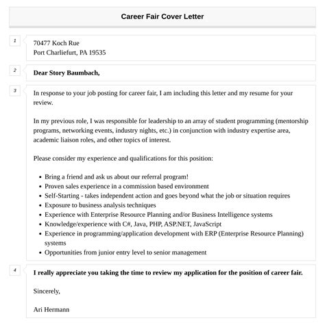 Career Fair Cover Letter Velvet Jobs