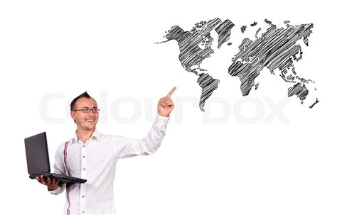 man pointing at map | Stock image | Colourbox