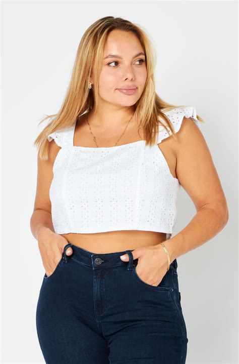 Buy Na Kd Women Square Neck Textured Sleeveless Crop Top White Online Brands For Less