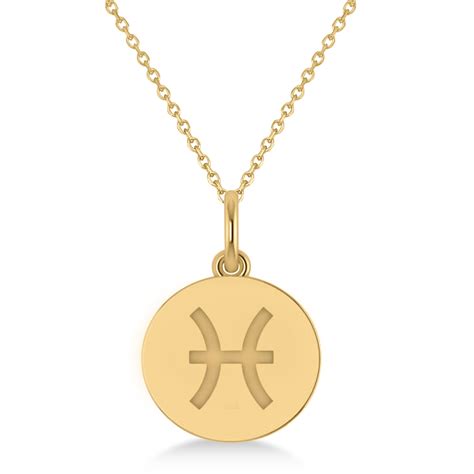 Pisces Disk Zodiac Pendant Necklace 14k Yellow Gold Az2435