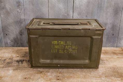 Vintage Us Military Ammo Box Green Yellow Ammunition Cartridge Box