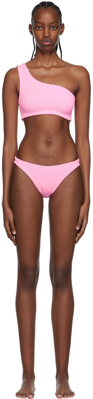 Hunza G Pink Nancy Single Shoulder Bikini Ssense Canada