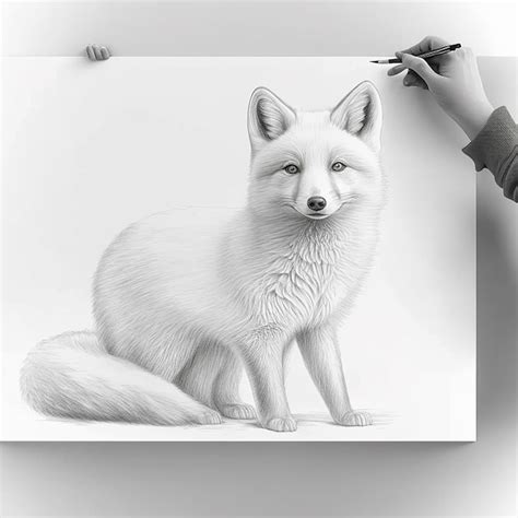 Croquis au crayon mignon dessin d animal de renard arctique généré par