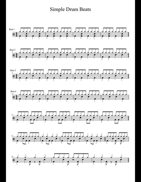 Simple Drum Beats Sheet Music Download Free In Pdf Or Midi