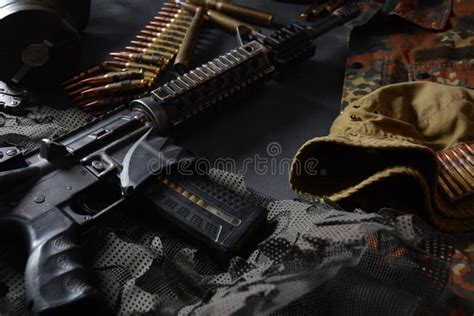 Assault Rifle M4A1 with Ammunition Stock Image - Image of navy, rifle ...