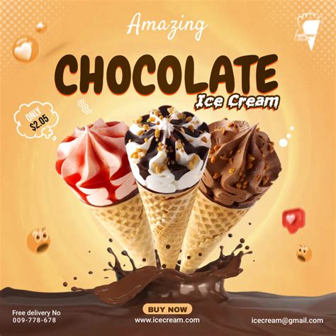 Ice Cream Ad Poster Flyer Template Postermywall