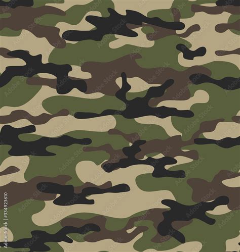 Camouflage Pattern Seamless Vector Background For Printing Army