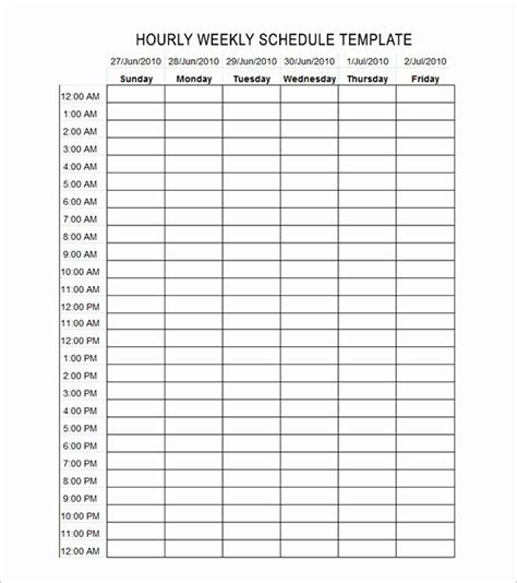 24 Hour Weekly Schedule Template – Shooters Journal