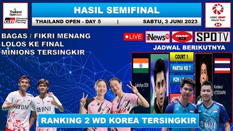 Hasil Thailand Open 2023 Hari Ini Babak Semifinal BAGAS FIKRI Menang