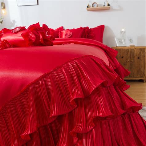 Tache Satin Ruffle Floral Red Rose Flamenco Wedding Romantic 6pc