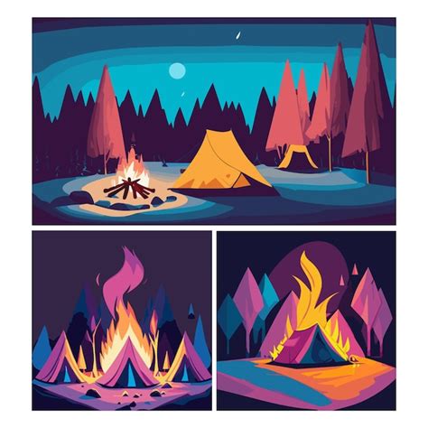 Campfire Tents Vector Premium Ai Generated Vector