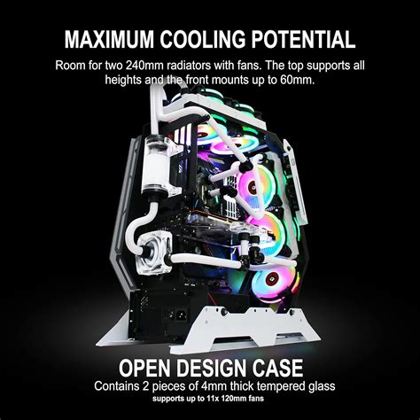 Buy Kediers Pc Case Atx Tower Tempered Glass Gaming Computer Open Frame Case With 7 Rgb Fans