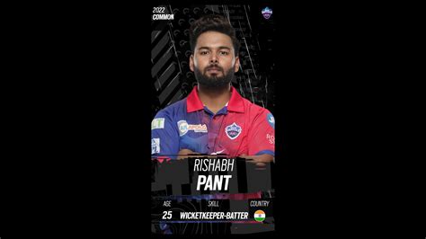 Rishabh Pant Digital Player Card Dc Ipl Fancraze