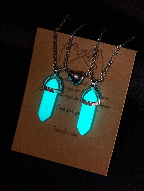 Pcs Couple Glow In The Dark Geometric Charm Necklace Joyas De Amigo