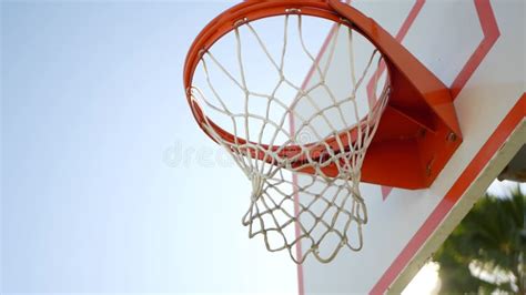 Orange Hoop Net And Backboard For Basket Ball Game Basketball Court