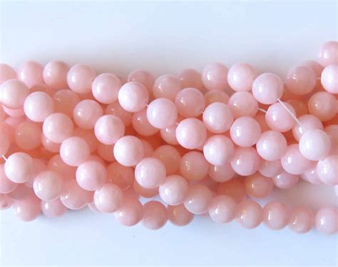 40pcs 10mm Round Gemstone Beads Malaysian Jade Pale Coral Pink