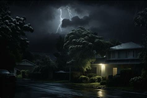 Storm rain house night. Generate Ai (3966429)