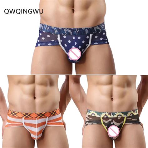 3pcs Sexy Underwear Men Briefs Homme Ultra Thin Ice Silk Low Waist