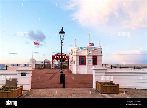 Herne Bay Pier On Kent Coast During Afternoon Golden Hour The Entrance