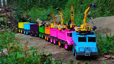 Mobil Truk Tronton Panjang Penuh Mobil Mobilan Excavator Bus Tayo