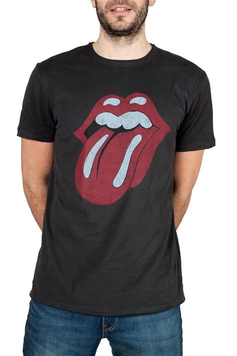 Amplified The Rolling Stones Tongue Era T Shirt Charcoal