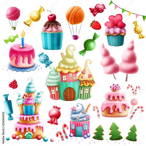 Digital illustration of various sweets Stock Illustration | Adobe Stock