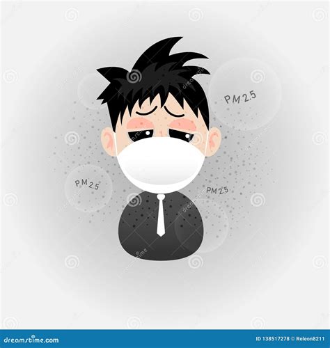 Cartoon Man is Wearing N95 Mask To Protect Stock Vector - Illustration
