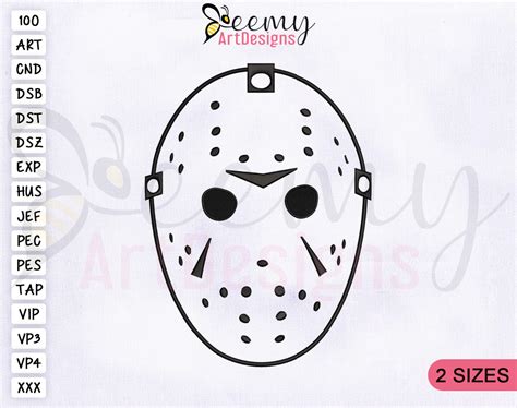 Jason Voorhees Mask Embroidery Design 4x4 and 5x7 Hoop | Etsy