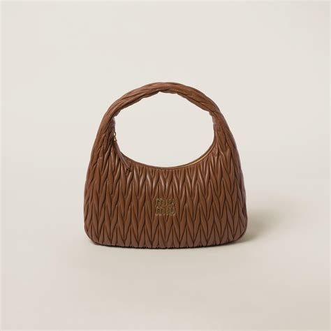 Miu Miu Wander Matelass Nappa Leather Hobo Bag In Brown Lyst