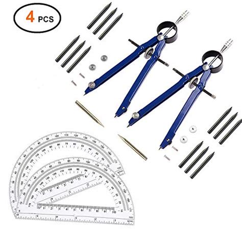 Compass and Protractor Set for Geometry Math High School Drafting Compass Protractor Set Bow ...