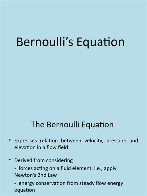 5 Mec118 Bernoullis Equation Pdf Fluid Dynamics Pressure