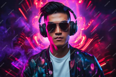 Premium Ai Image A Close Up Of A Man Wearing Headphones And