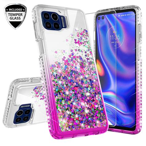 Liquid Glitter Phone Case For Motorola Moto One 5g Ace Case Cover Case Cover W Tempered Glass