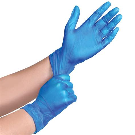 100 Guantes Desechables De Vinilo Azul Sin Polvo Para Alimentos