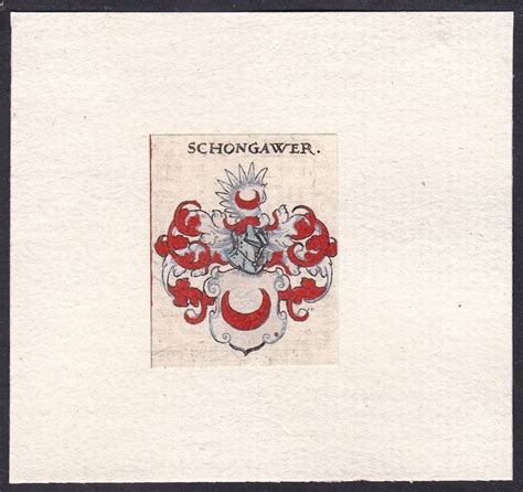 Schongauer Escudo Abrigo Of Arms Heráldica Grabado 17 Jh eBay