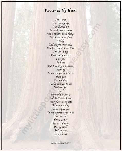 Forever in My Heart, INSTANT DIGITAL DOWNLOAD, Love Poem, Poem for ...