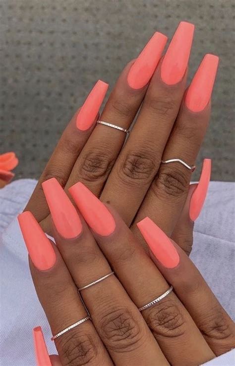 Pin By Ginger On Nails Ideas Coral Acrylic Nails Coral Nails Neon