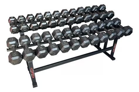 Kit Dumbbell Halter Sextavado Ferro De Ao Kg Suportes