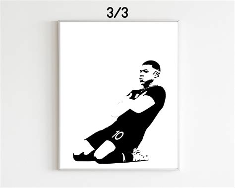 Printable Kylian Mbappe Black And White Posters Set Of 3 Etsy UK