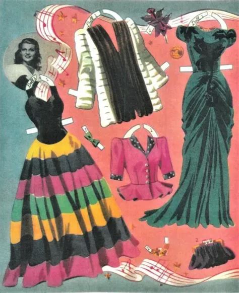 Vintage Uncut 1942 Rita Hayworth Paper Dolls~ 1 Reproduction~original