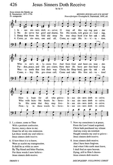 Evangelical Lutheran Hymnary 426 Jesus Sinners Doth Receive