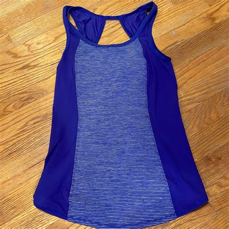 Lululemon Cobalt Blue Striped Running Tank Gem