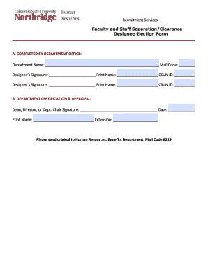 Fillable Online Csun Faculty And Staff Separation Clearance Fax Email