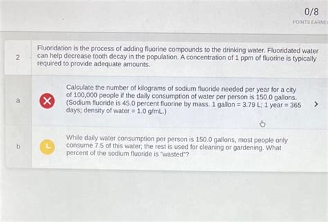 Solved Fluoridation Is The Process Of Adding Fluorine Chegg