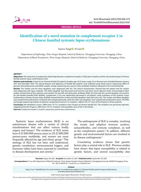 PDF Identification Of A Novel Mutation In Complement Receptor 2 In