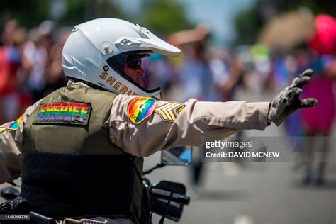 A Los Angeles County Sheriffs Deputy Wear Rainbow Colors During The News Photo Getty Images