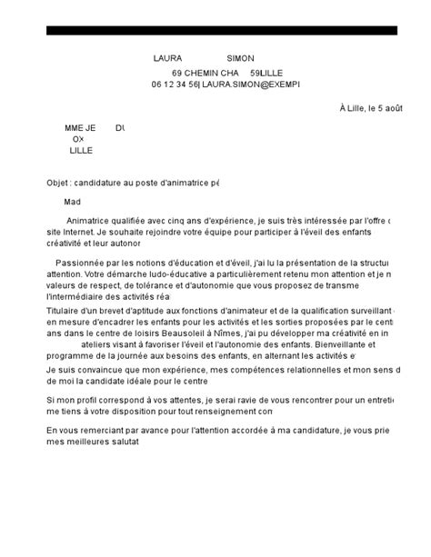 Lettre De Motivation Animateur Exemples Moncvparfait